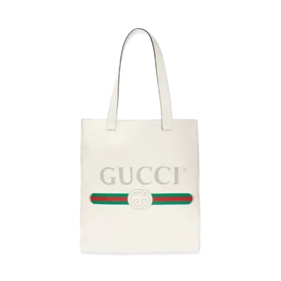 GUCCI Tote Vintage Logo Print Leather "Off White"