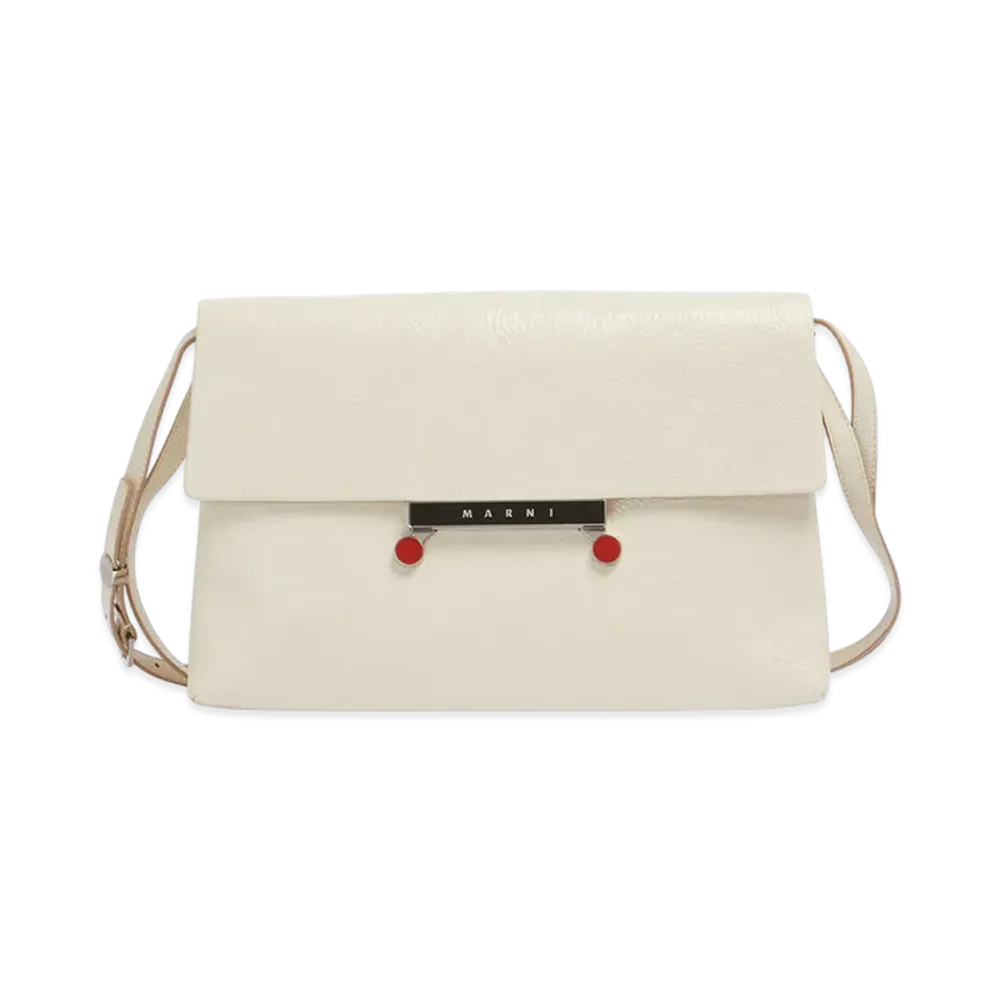 MARNI Medium Envelope Bag in Craquele Patent Leather "Limestone"