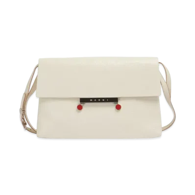 MARNI Medium Envelope Bag in Craquele Patent Leather "Limestone"