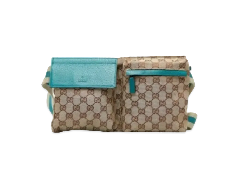 GUCCI GG Canvas Waist Pouch "Blue"