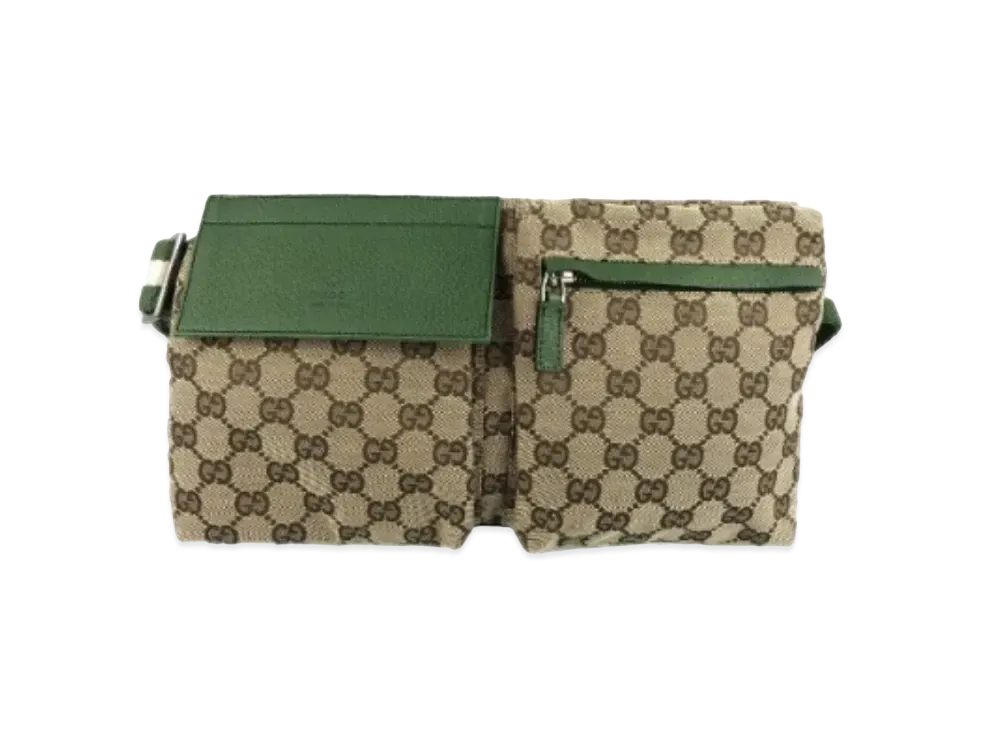 GUCCI GG Canvas Waist Pouch "Green"