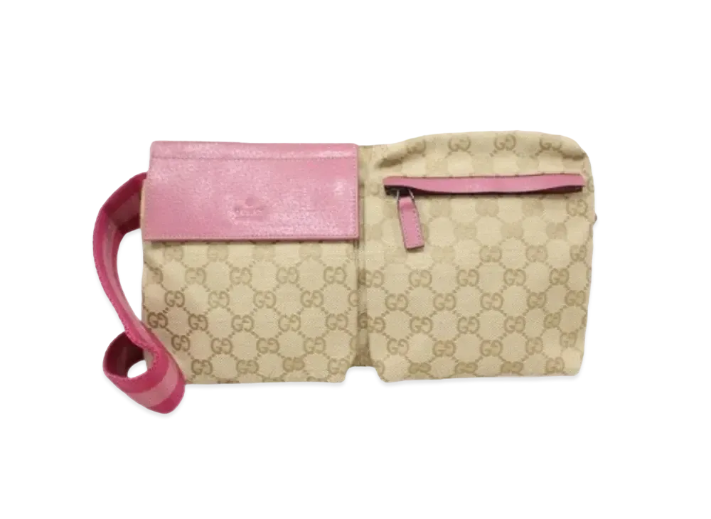GUCCI GG Canvas Waist Pouch "Pink"