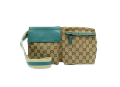 GUCCI GG Canvas Waist Pouch "Turquoise Blue"