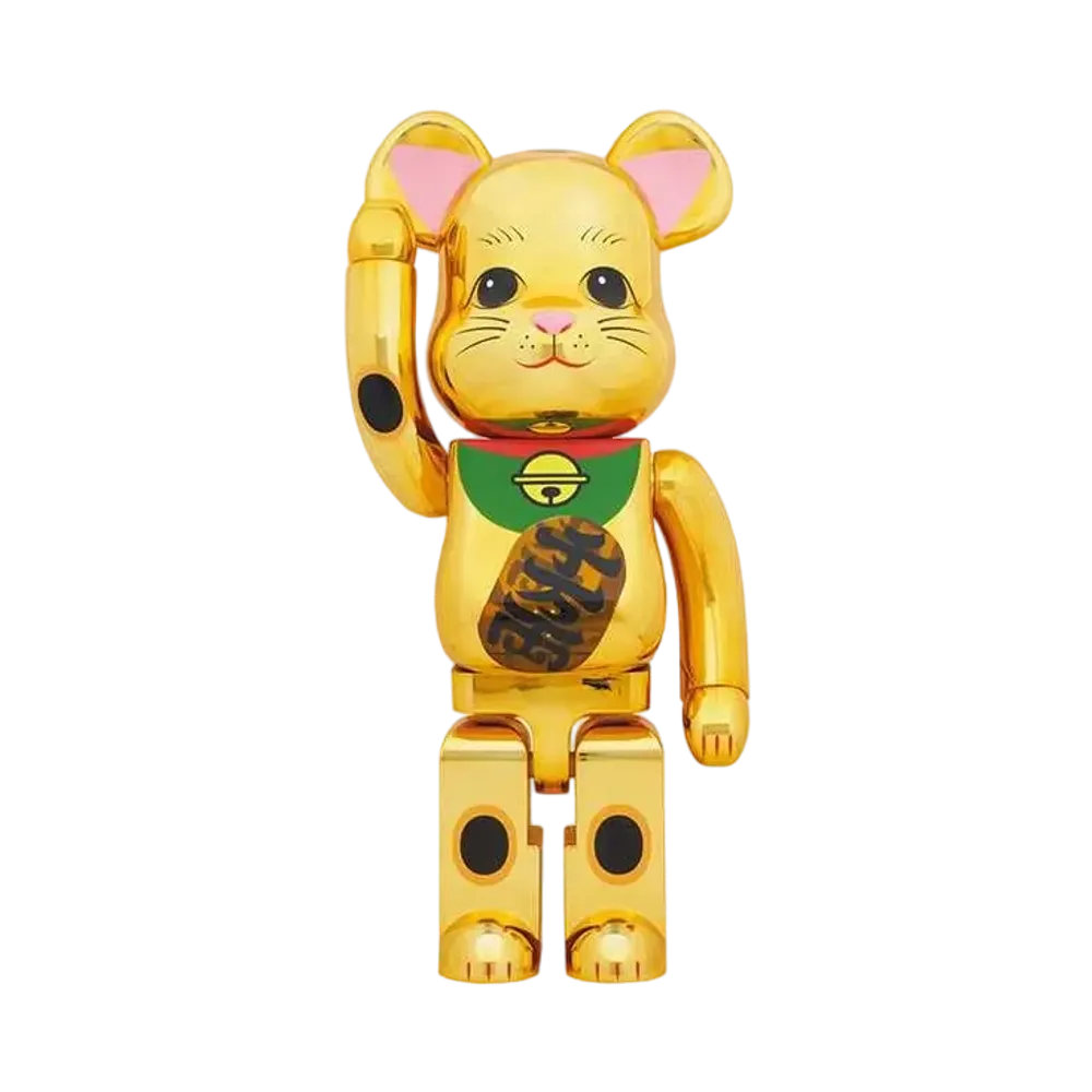 Bearbrick Maneki Neko Gold Plated Luminous 1000%