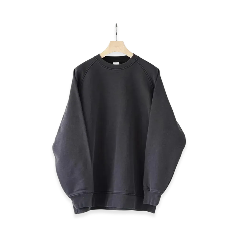 COMOLI Cotton French Terry Crew Neck "Fade Black"