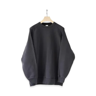 COMOLI Cotton French Terry Crew Neck "Fade Black"