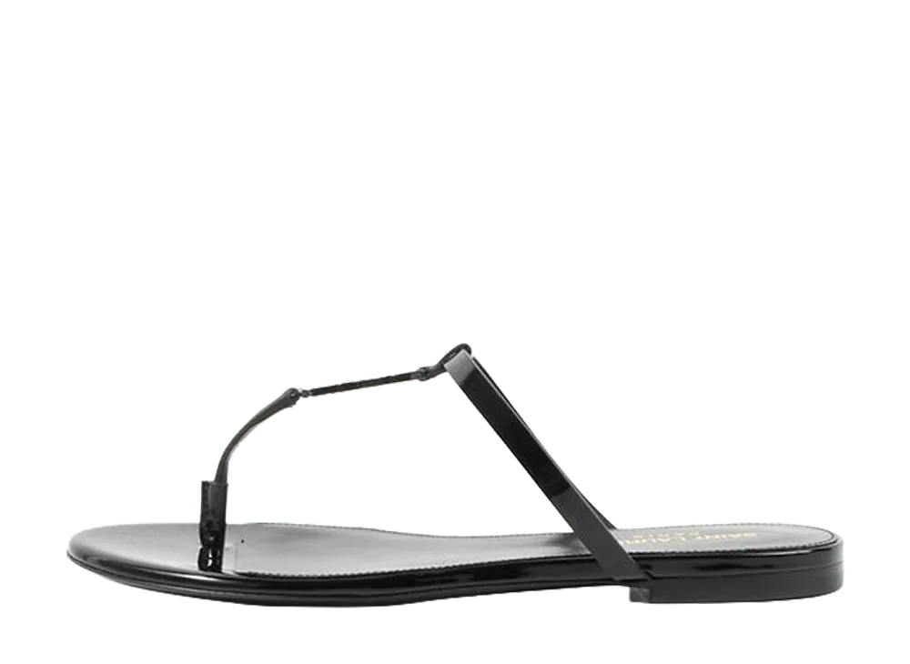 Saint Laurent Women's Cassandra Flat Slide Sandals "Black"