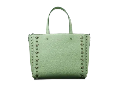 Jimmy Choo Pegasi/S Tote Soft Grainy Calf Leather Small Tote Bag With Star Studs "Silver/Peppermint"