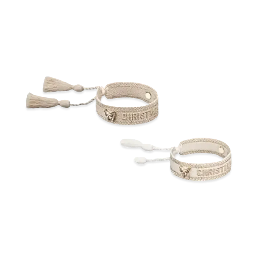 Dior Christian Dior Bracelet Set Embroidery with Metal "Gold/White"