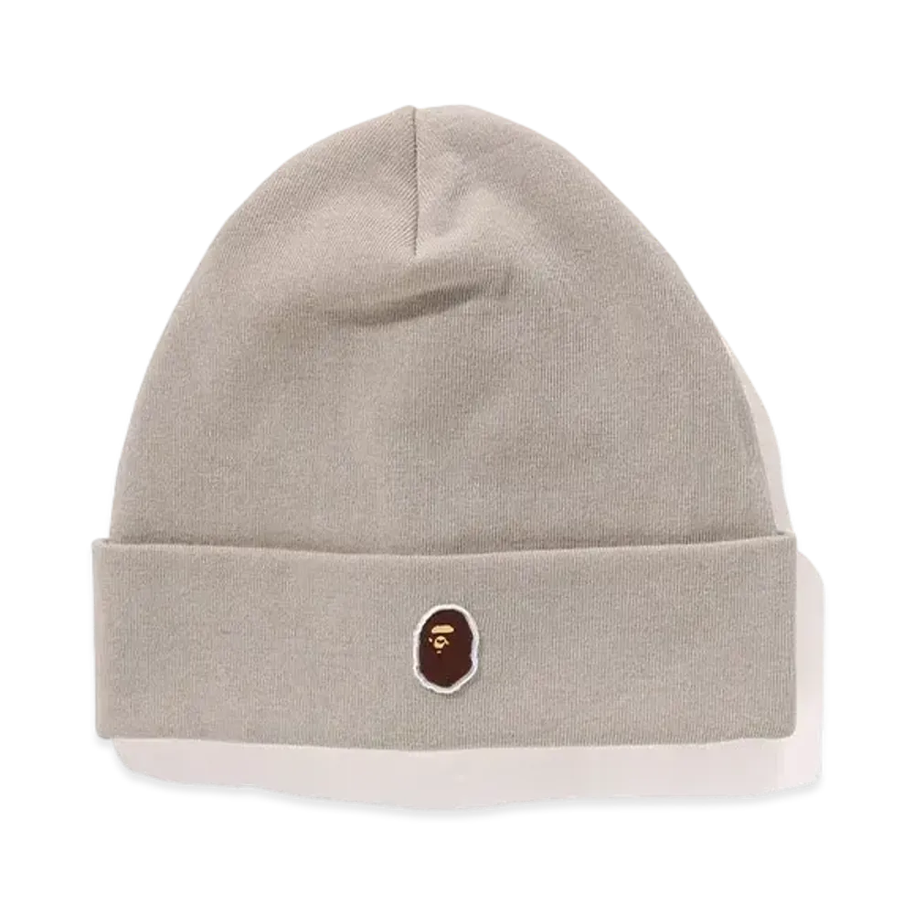 A BATHING APE Silicon Ape Head Knit Cap "Beige"