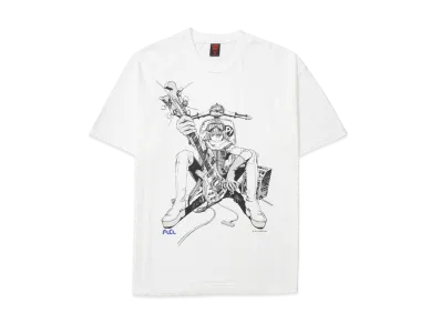 Geeks Rule Silkscreen Printing x FLCL T-Shirt (Haruko) "White"