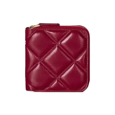 Bottega Veneta Padded Papercalf Mini Zip Around Wallet "Amaranto"