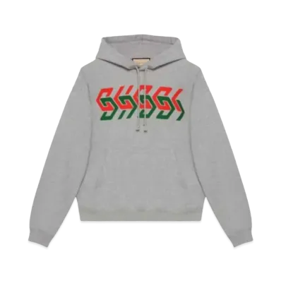 GUCCI Men's Chain Print Hooded Sweatshirt "Gray"