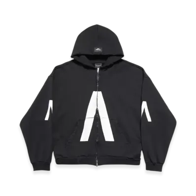 BALENCIAGA Music Archive Series Connected Zip Up Hoodie Medium Fit "Black White"