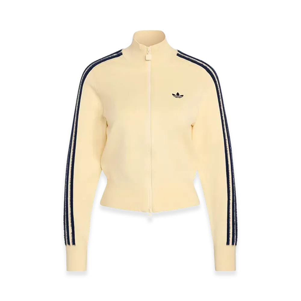 adidas Women's Knit Firebird Track Top "Warm Vanilla/Night Indigo"