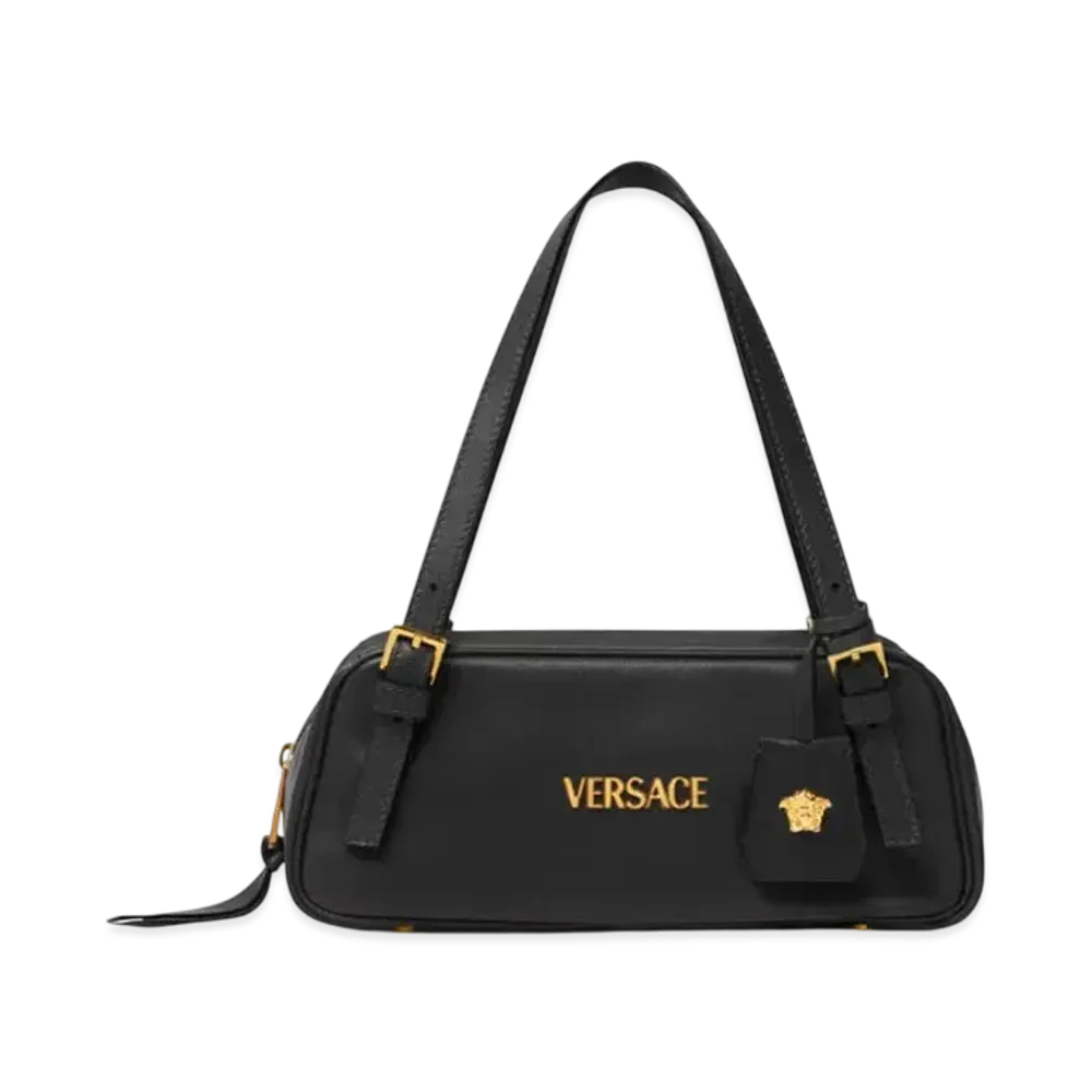 Versace Tag Bowling Shoulder Bag "Black/Gold"