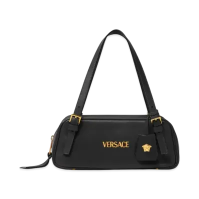 Versace Tag Bowling Shoulder Bag "Black/Gold"