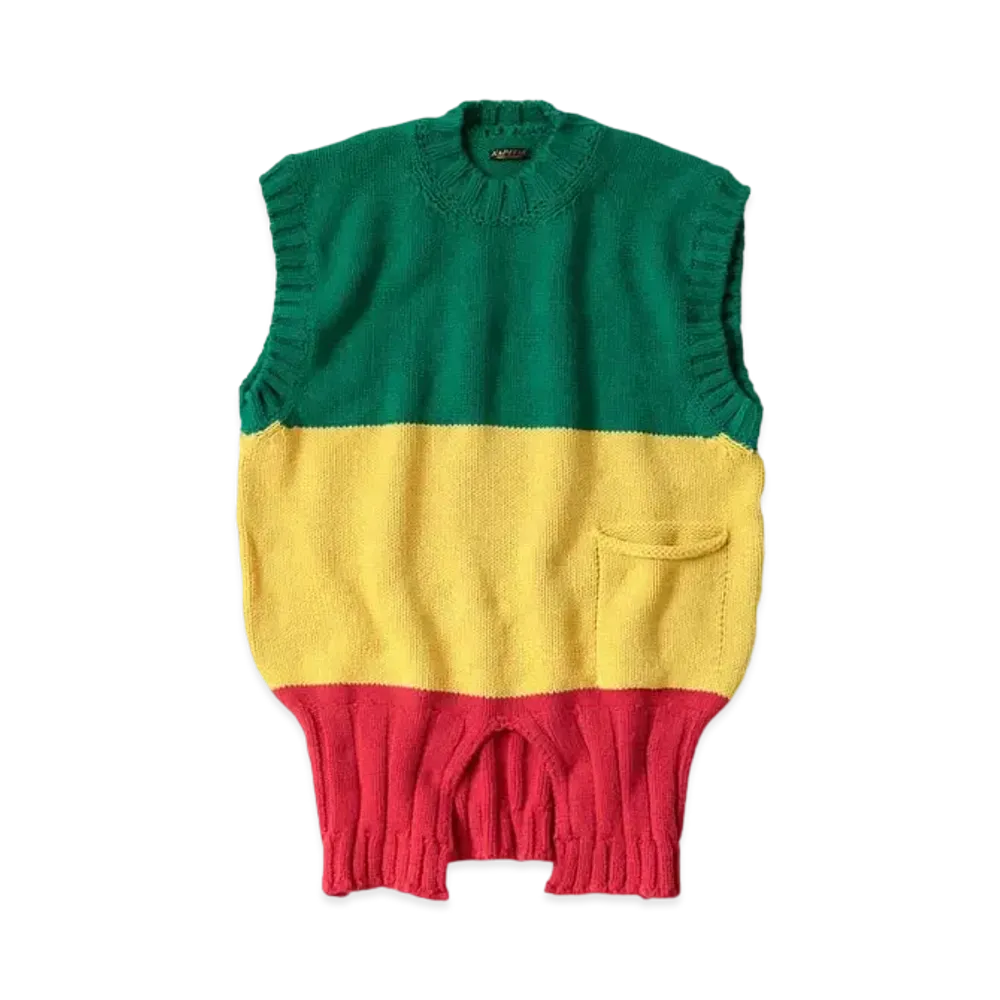 KAPITAL 3G Cotton Knit Raster Vest "Red"
