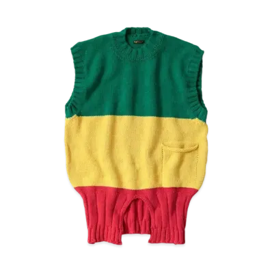 KAPITAL 3G Cotton Knit Raster Vest "Red"
