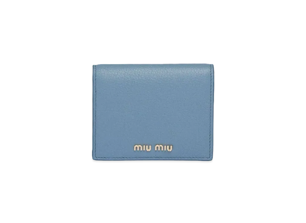 MIU MIU Madras Color Leather Wallet "Light Blue/Aquamarine"