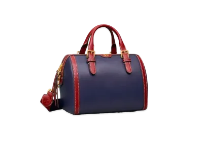 Tory Burch T Monogram Color-Block Barrel "Royal Navy/Juneberry"