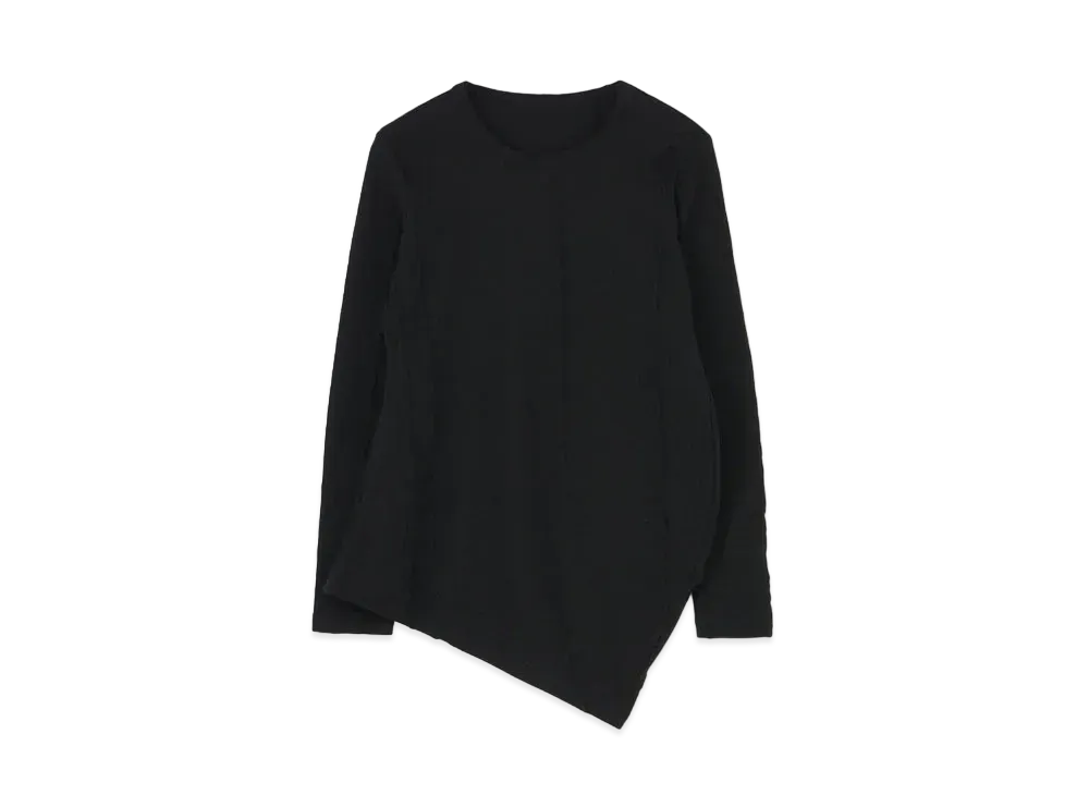 Yohji Yamamoto Y's STRIPE JACQUARD ROUND NECK T "Black"