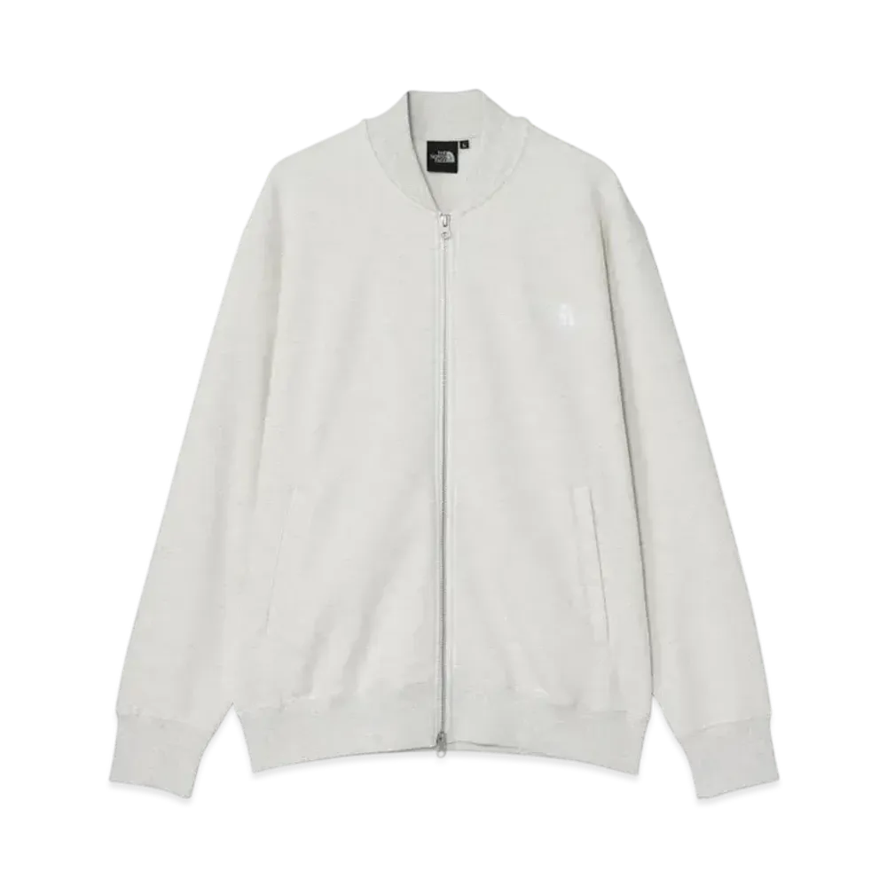 The North Face Heather Bomber Sweat Jacket "White Mix Gray"