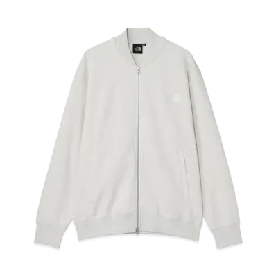 The North Face Heather Bomber Sweat Jacket "White Mix Gray"