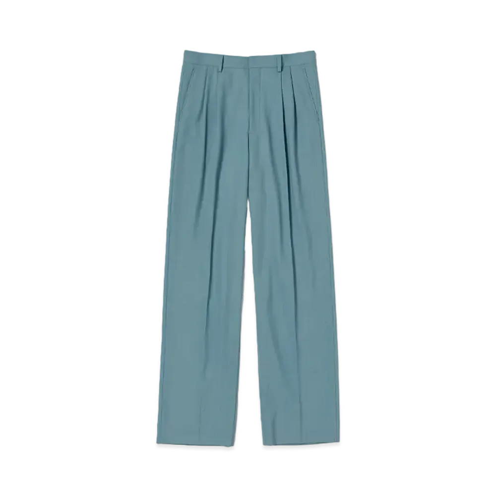 AURALEE Hard Twist Wool Dobby Slacks "Blue Grey"
