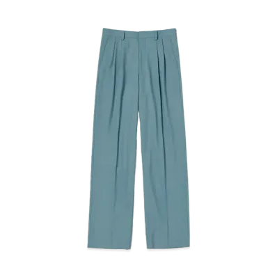 AURALEE Hard Twist Wool Dobby Slacks "Blue Grey"