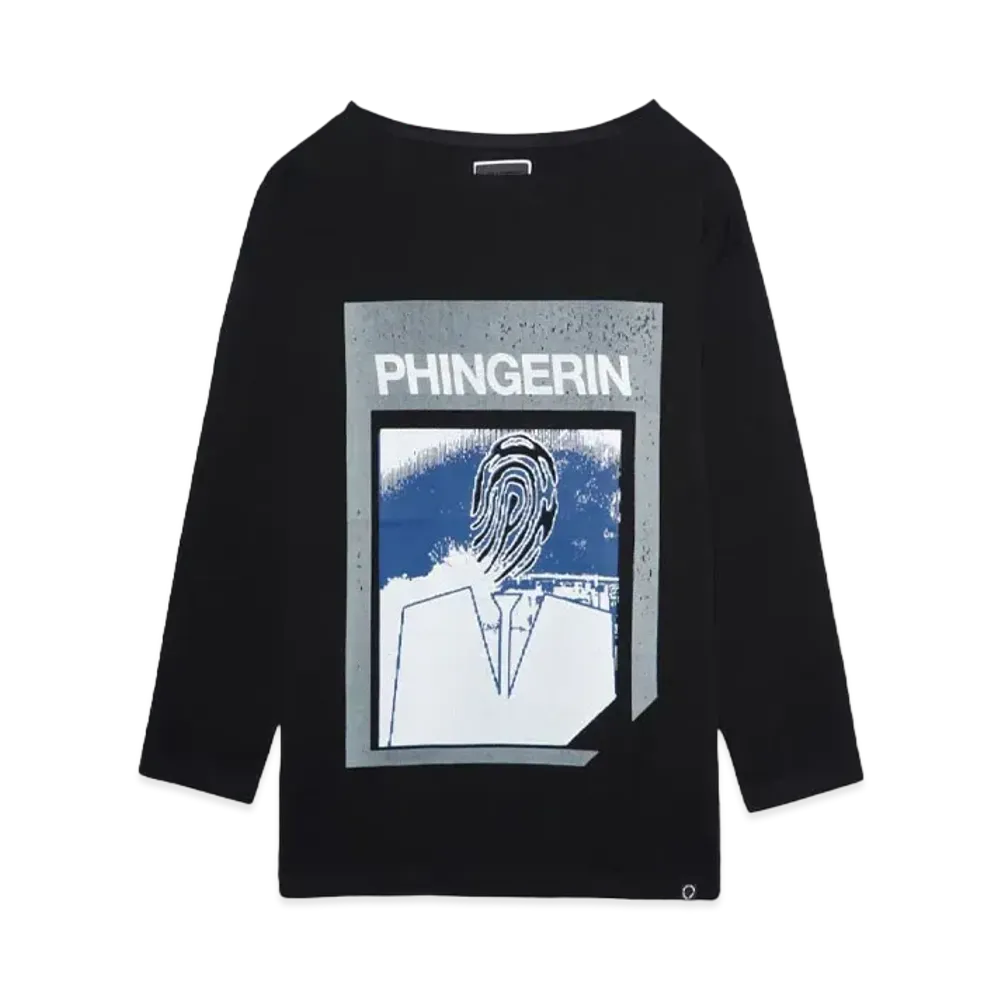 PHINGERIN AGENT.P BOAT-NECK L/S TEE "BLACK"