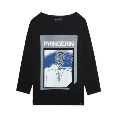 PHINGERIN AGENT.P BOAT-NECK L/S TEE "BLACK"
