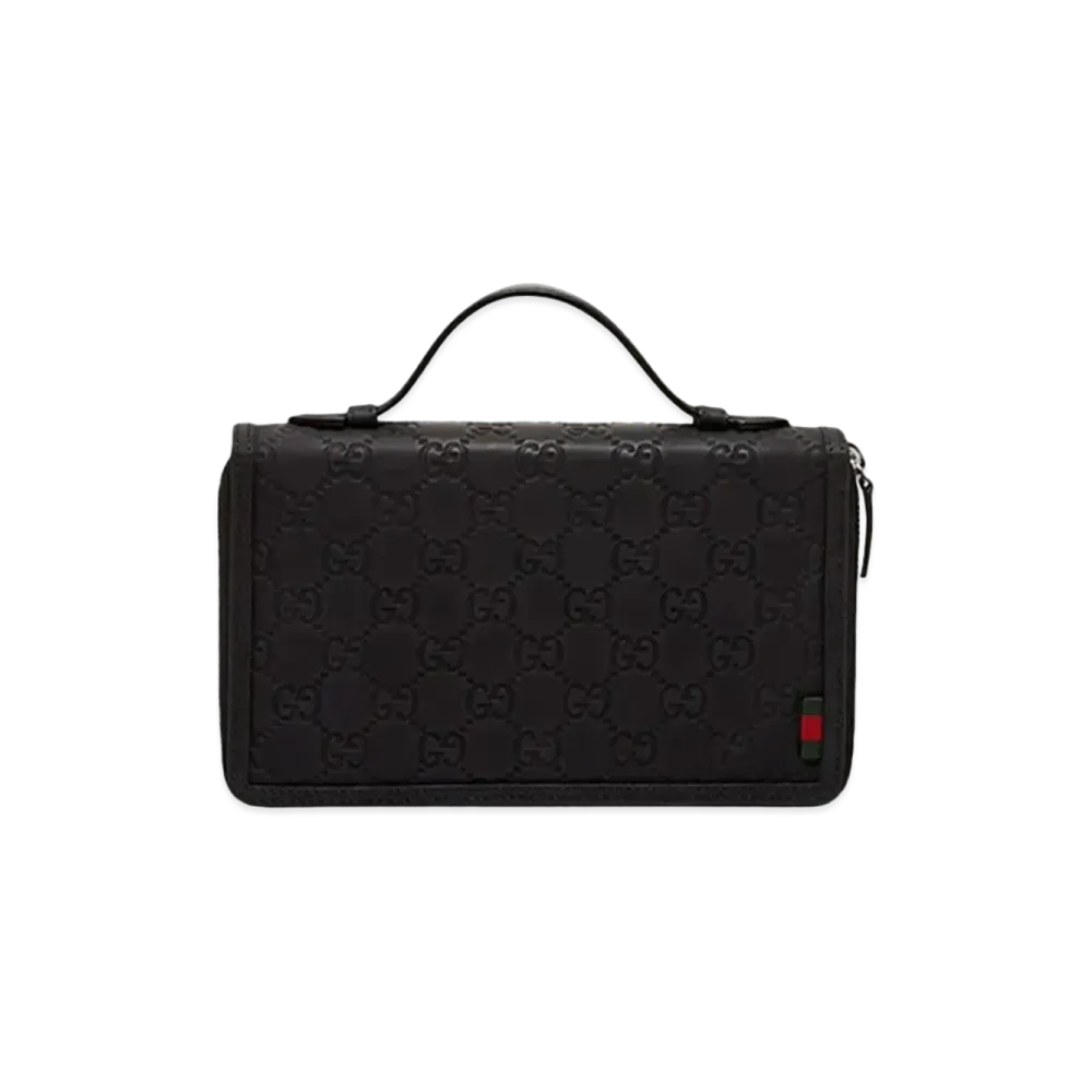 GUCCI Guccissima W Zip Travel Case "Black"