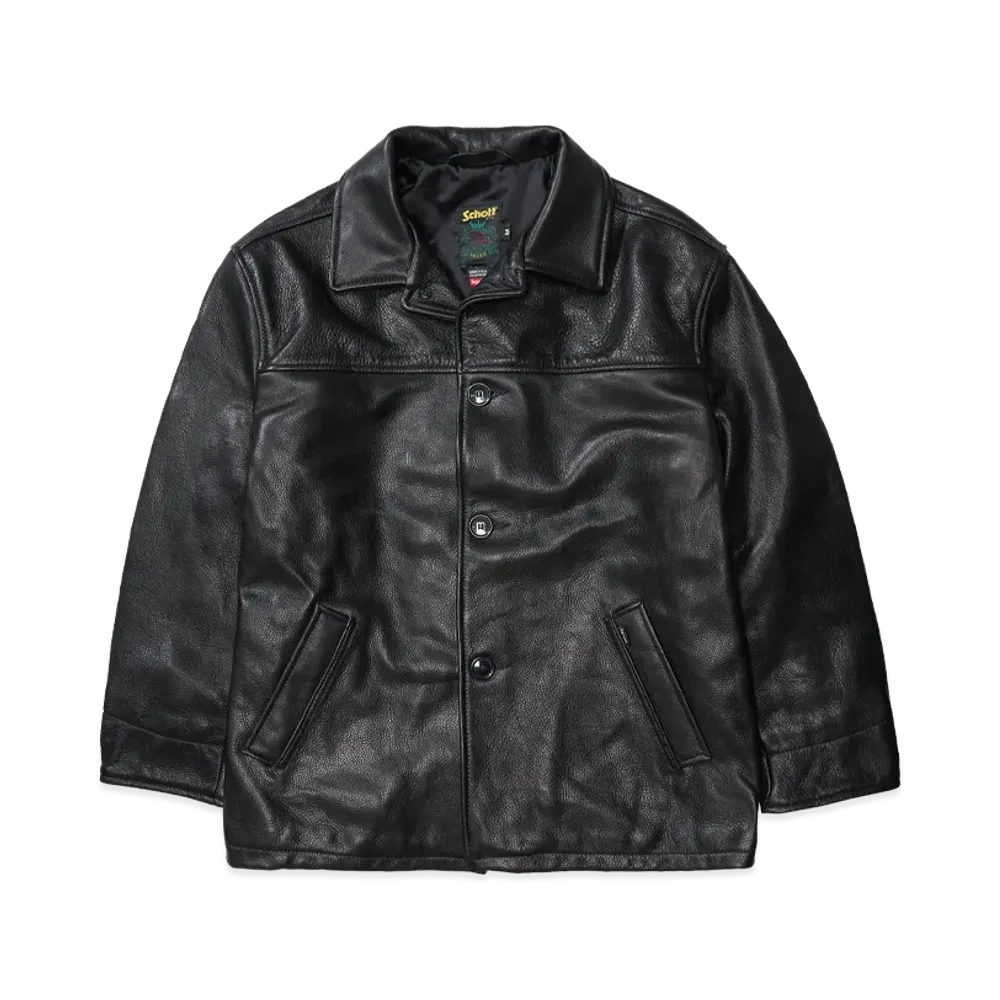 Supreme x Schott Leather Car Coat "Black"