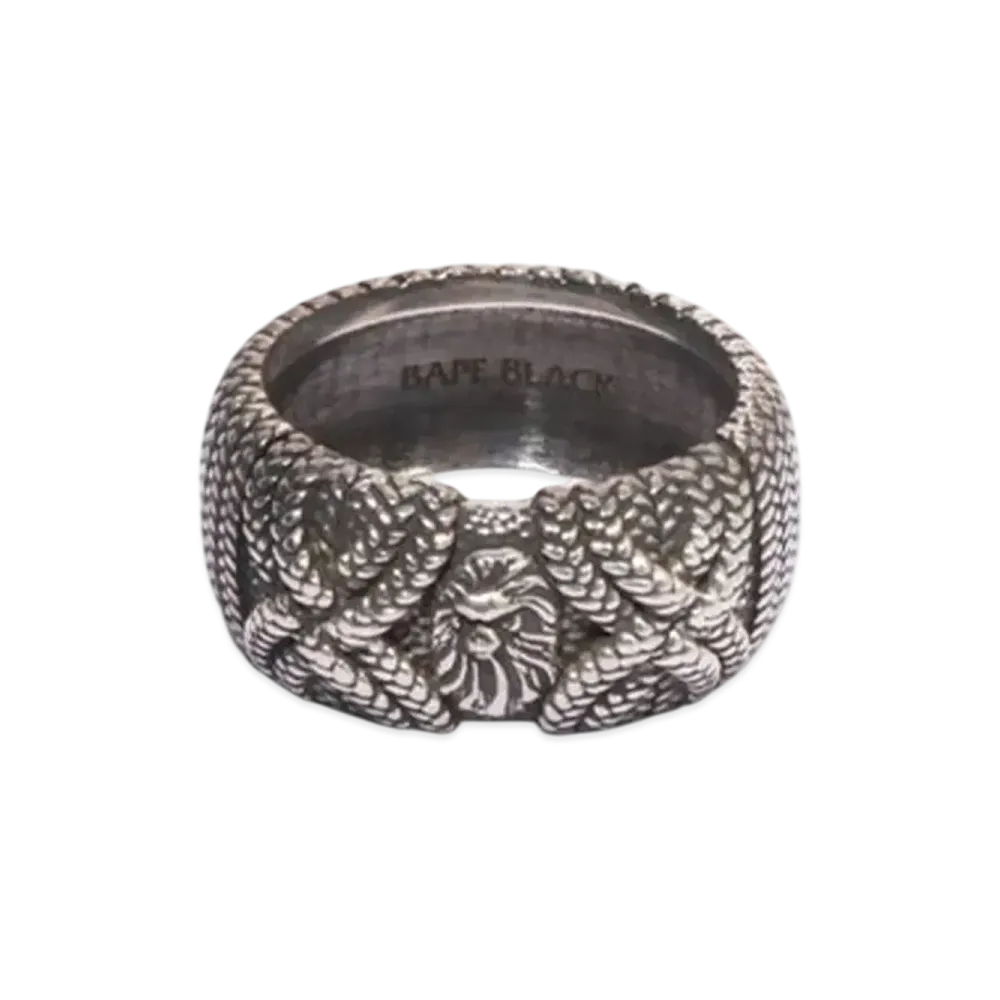 A BATHING APE Bape Black Tsuka Ring "Silver"