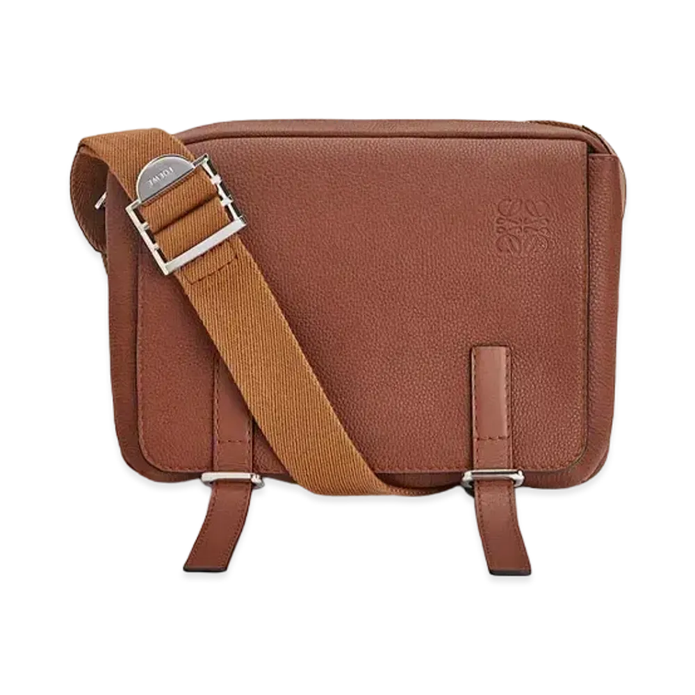LOEWE Xs Military Messenger Bag In Soft Grained Calfskin "Cognac"