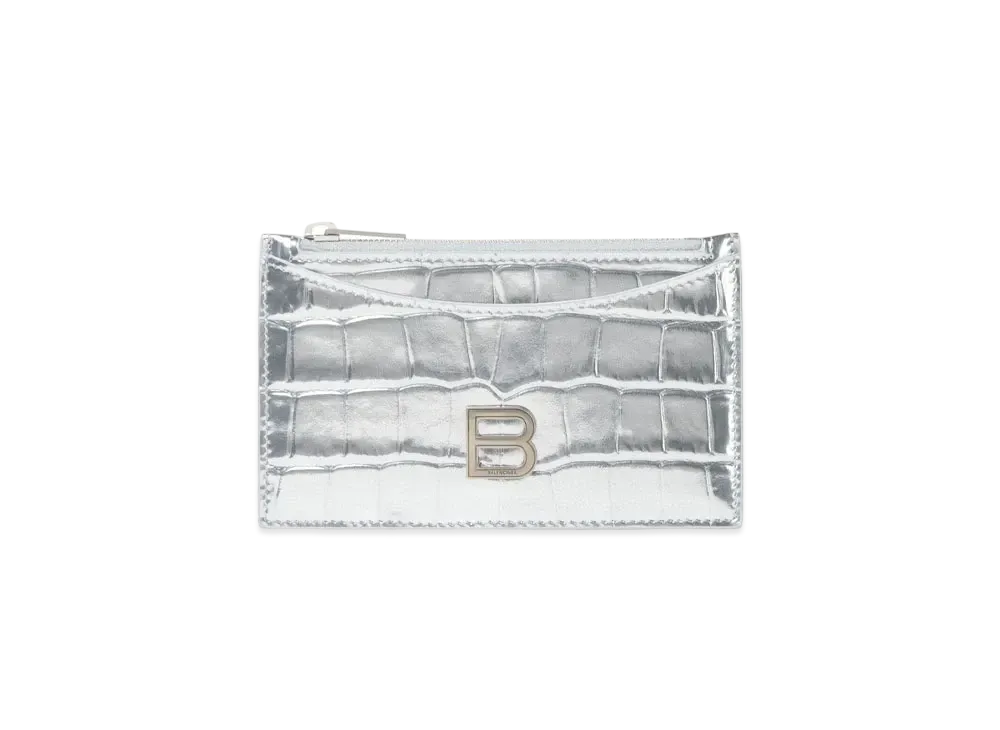 BALENCIAGA Hourglass Long Coin And Card Holder "Silver"