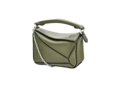 LOEWE Nano Puzzle Bag In Classic Calfskin "Avocado Green"