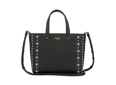 Jimmy Choo Pegasi/S Tote Soft Grainy Calf Leather Tote Handbag With Star Studs "Silver/Black"