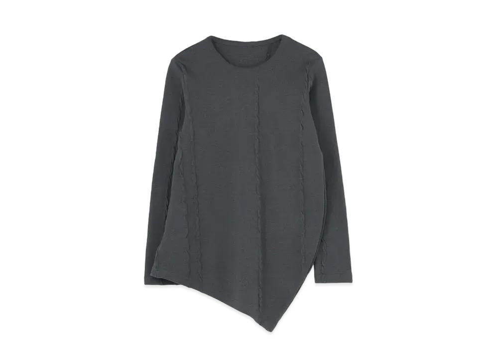 Yohji Yamamoto Y's STRIPE JACQUARD ROUND NECK T "Gray"