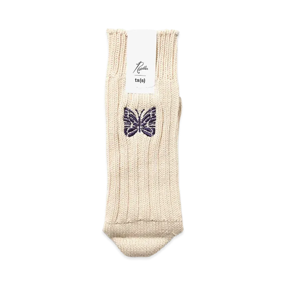 NEEDLES x ts(s) Unpaired Cotton Rib Sock "White"