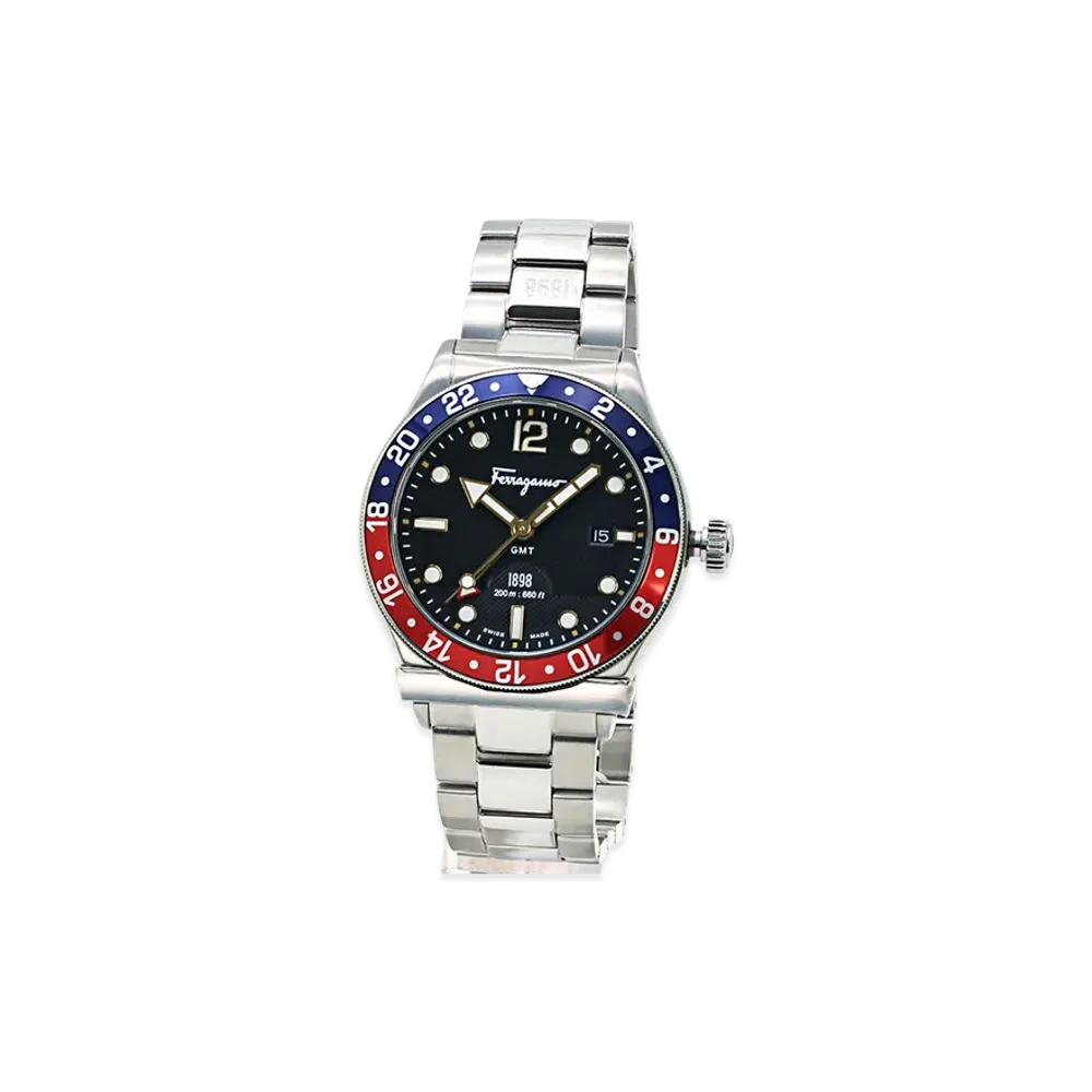 Salvatore Ferragamo 1898 GMT "Silver/Black"