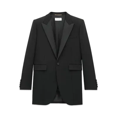 Saint Laurent Women's Tuxedo Jacket in Grain de Poudre
"Black"