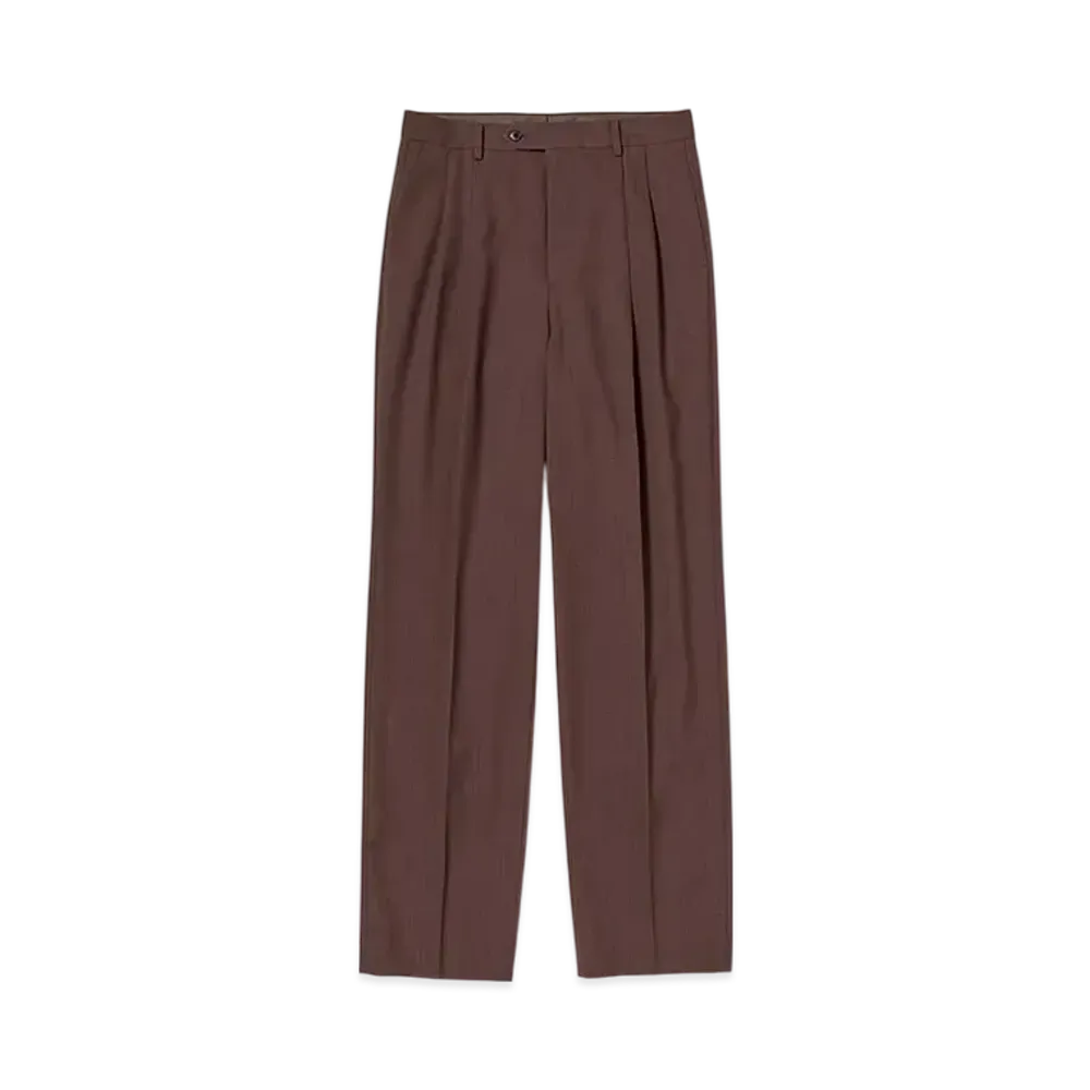 AURALEE Wool Kid Mohair Hop Sack Two-Tuck Slacks "Burgundy"