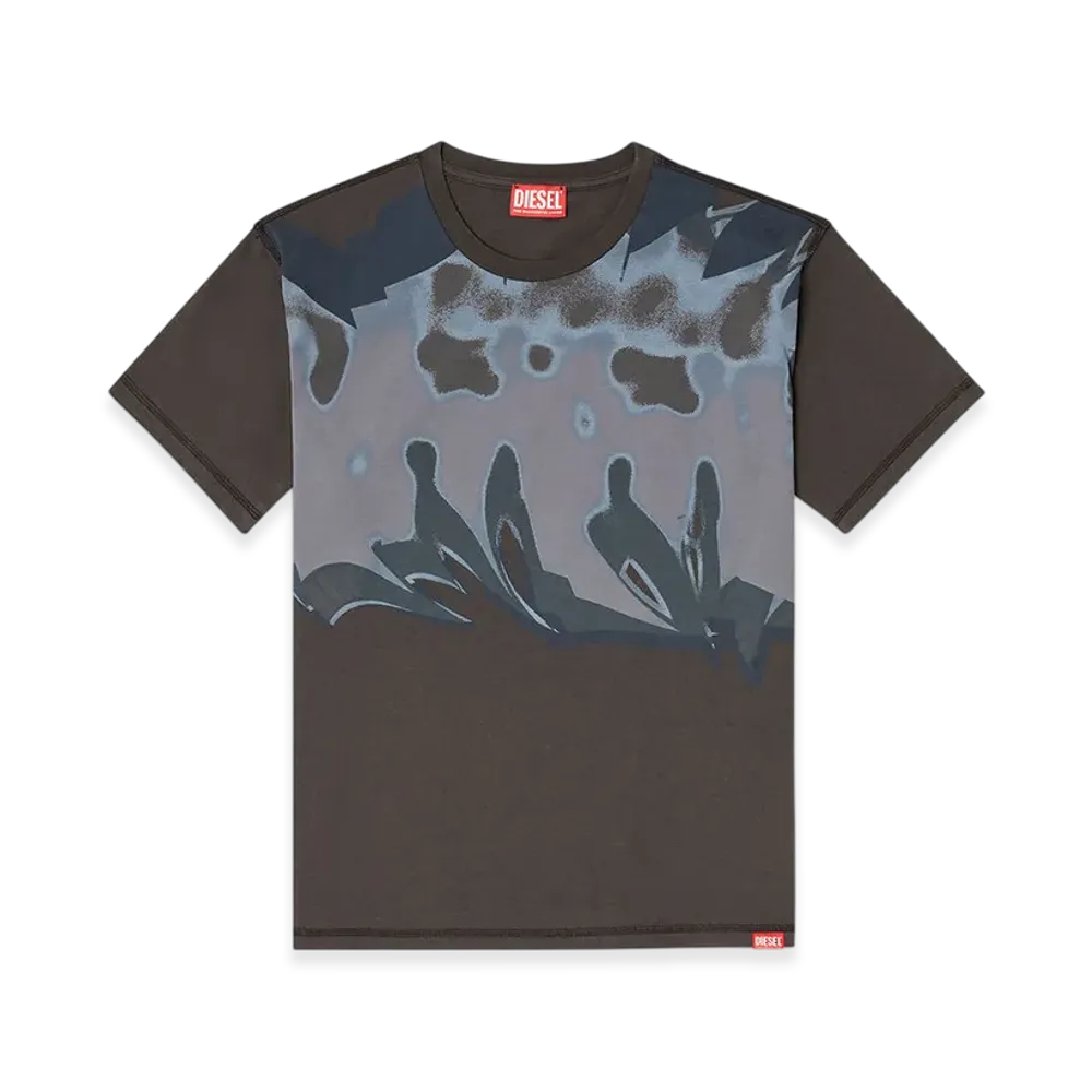 Diesel T-Passa Distressed T-Shirt With Graffiti Print "Dark Grey"