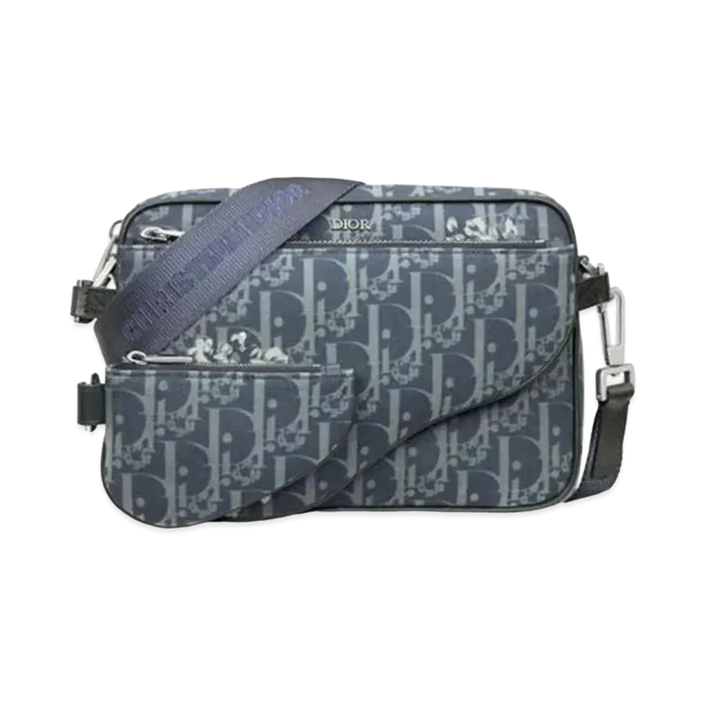 Dior Tears Saddle Triple Pouch Dior Oblique and Peace Sign Dior Tears Denim "Blue"