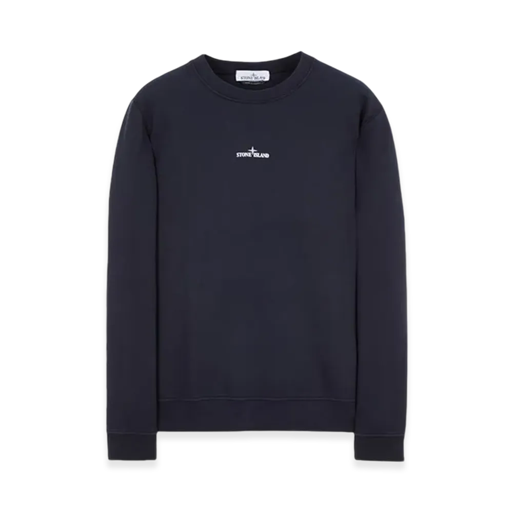 Stone Island 66563 Tape Five Print Brushed Cotton Fleece Crewneck Sweatshirt - 23FW "Navy Blue"