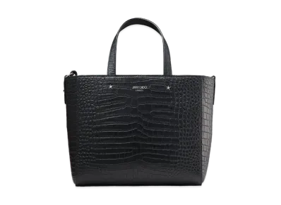 Jimmy Choo Pegasi/S Tote Black Croc-Embossed Leather Small Tote Bag "Black"