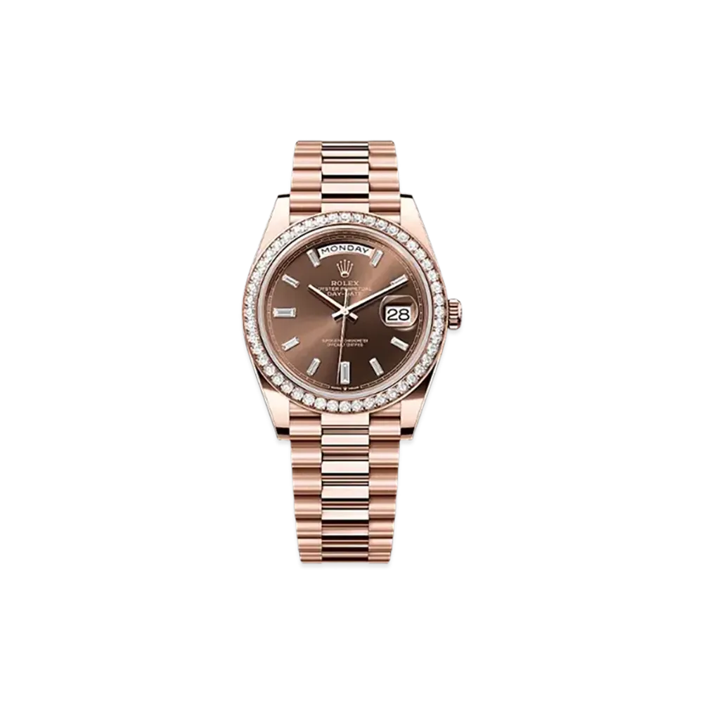 ROLEX Day-Date 40mm Everose Gold Diamond 228345RBR "Chocolate"