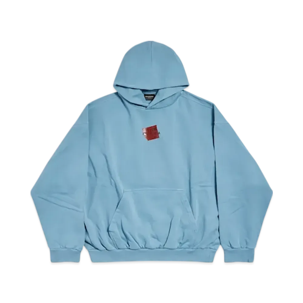 BALENCIAGA Men's Taped BALENCIAGA Men's Back Hoodie Medium Fit "Gray Blue"